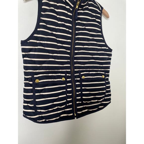 J. Crew Puffer Vest Size Small Navy Blue Stripe Quilted Down - Picture 4 of 10